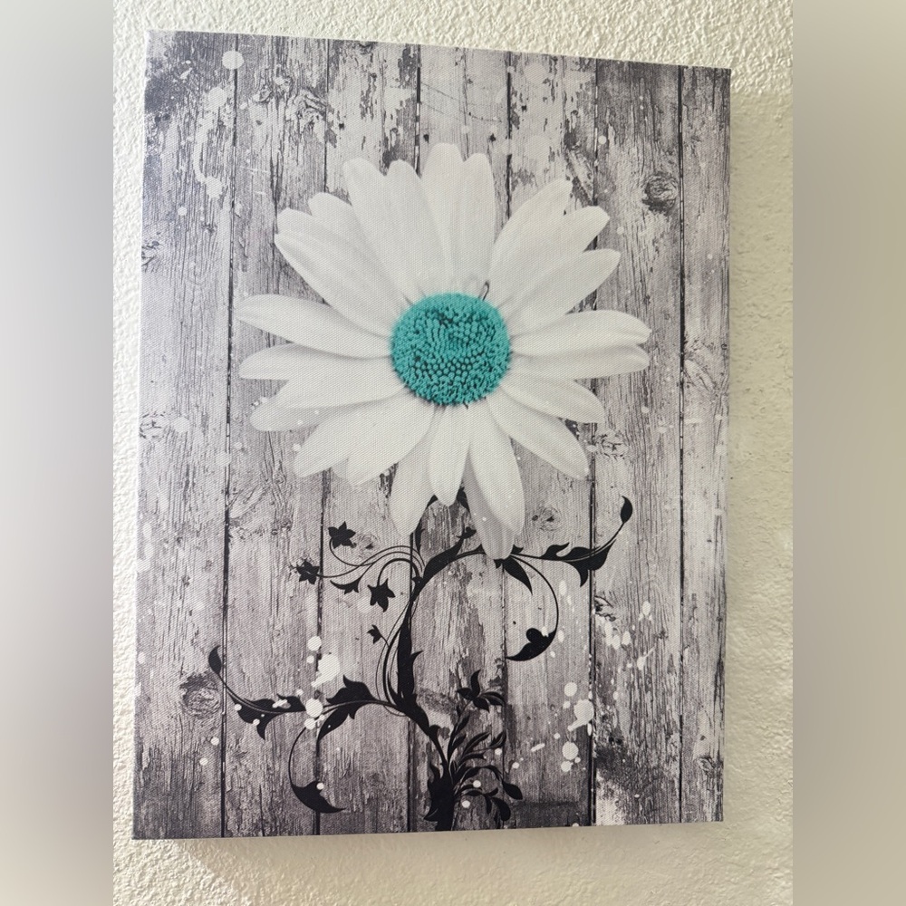 Decor for Bathroom - Floral Canvas Art with White and Blue Flower - Picture 2 of 4